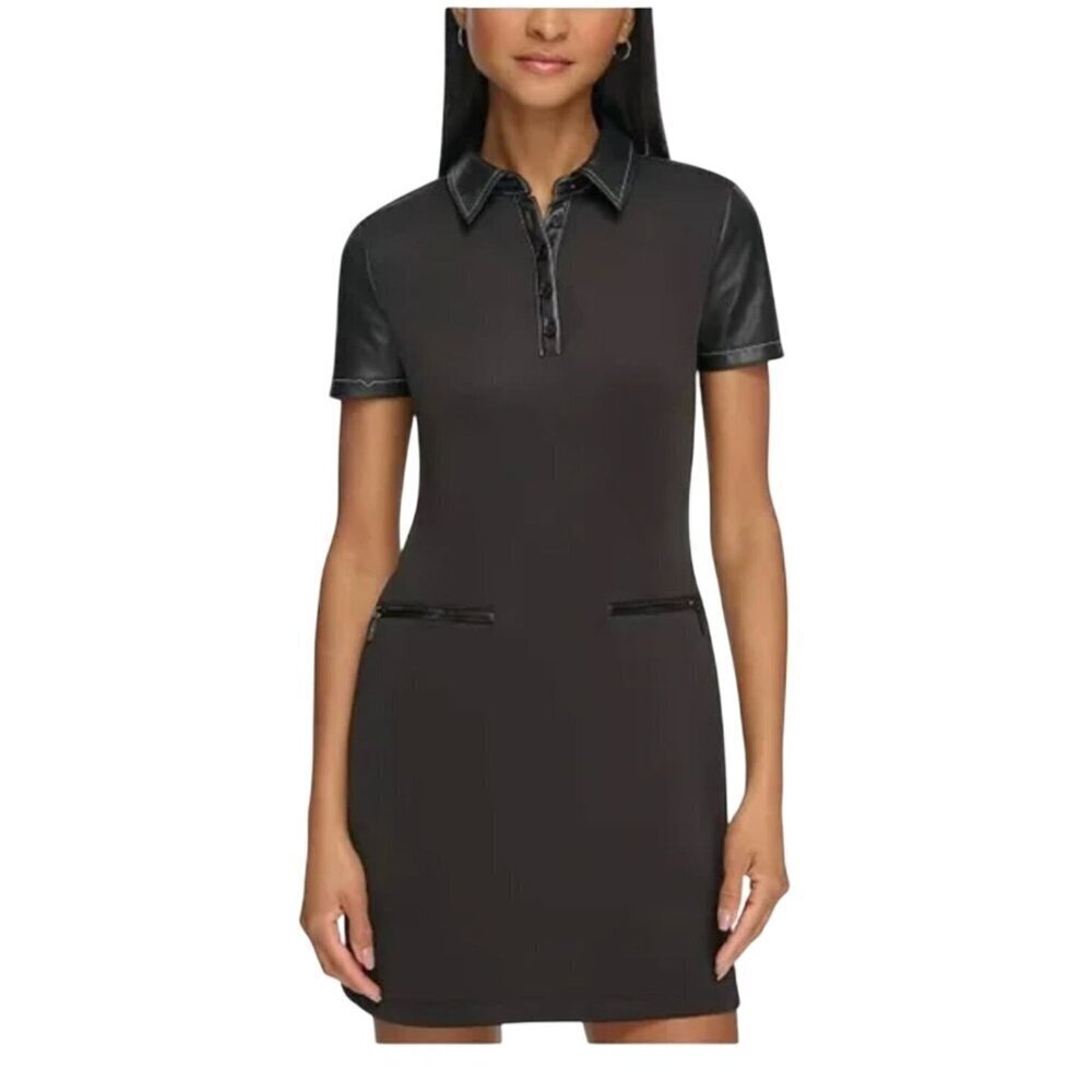Karl Lagerfeld Mixed Media Polo Sheath Mini Collared Dress Size 2